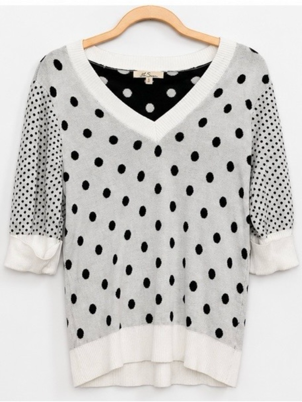 Polka Dot Knit Top in White and Black
